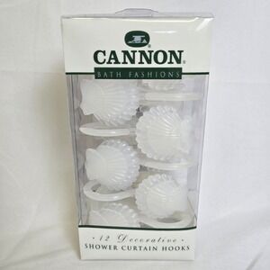 Cannon Bath Fashions 12 Decorative Shower Curtain Hooks Frosty Seashells